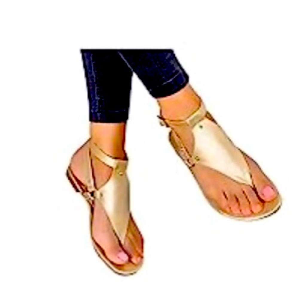 New w/o Tags Roman Style Sandals Woman 7 Gold Metalic Cute for Vacation, Cruise